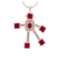 7.65 Ctw VS/SI1 Ruby and Diamond 14K Rose Gold Necklace(ALL DIAMOND ARE LAB