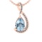 2.12 Ctw VS/SI1 Blue Topaz and Diamond Set 10K Rose Gold Pendant (ALL DIAMO