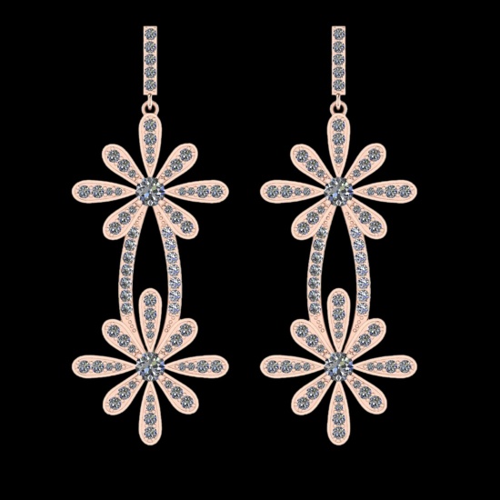 6.20 Ctw VS/SI1 Diamond 10K Rose Gold Dangling Earrings