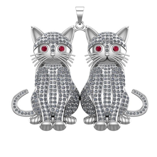 7.10 Ctw VS/SI1 Diamond 14k white Gold Creature theme Pendant (ALL DIAMOND