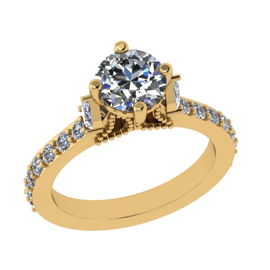 3.29 Ctw VS/SI1 Diamond 14k Yellow Gold Engagement Ring (ALL DIAMOND ARE LA