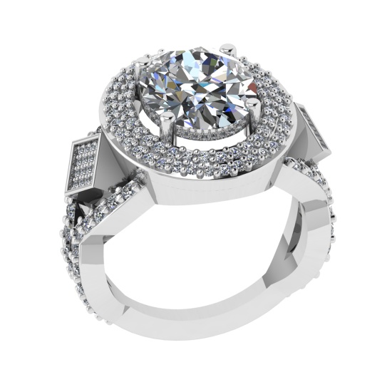 4.56 Ctw VS/SI1 Diamond 14K White Gold Engagement Ring (ALL DIAMOND ARE LAB
