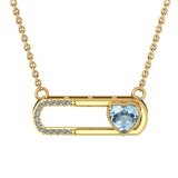 0.56 Ctw VS/SI1 Blue Topaz and Diamond 10K Yellow Gold Pendant (ALL DIAMOND