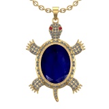 9.20 Ctw VS/SI1 Blue Sapphire and Diamond 14K Yellow Gold Pendant (ALL DIAM