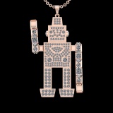 7.91 Ctw VS/SI1 Diamond 18K Rose Gold Robot themed Necklace(ALL DIAMOND ARE