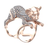 6.31 Ctw SI2/SI1 Diamond Prong Set 14k Rose Gold Creature animal theme Ring