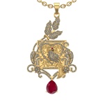4.41 Ctw VS/SI1 Ruby and Diamond Prong Set 14K Yellow Gold Pendant (ALL DIA