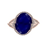 5.60 Ctw VS/SI1 Blue Sapphire And Diamond 14k Rose Gold Engagement Ring (AL