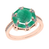 2.78 Ctw VS/SI1 Emerald and Diamond 14k Rose Gold Engagement Ring (ALL DIAM