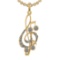 0.81 Ctw SI2/SI1 Diamond 14k Yellow Gold musical instruments theme Pendant