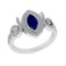 0.93 Ctw VS/SI1 Blue Sapphire and Diamond14K White Gold Engagement Ring