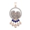3.73 Ctw VS/SI1 Blue Sapphire and Diamond 14k Rose Gold Pandant (ALL DIAMON