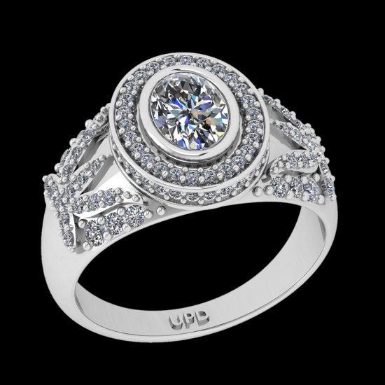 1.46 Ctw VS/SI1 Diamond 10k White Gold Engagement Ring (ALL DIAMOND ARE LAB