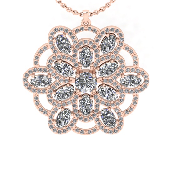 4.28 Ctw VS/SI1 Diamond 14K Rose Gold Necklace (ALL DIAMOND ARE LAB GROWN )
