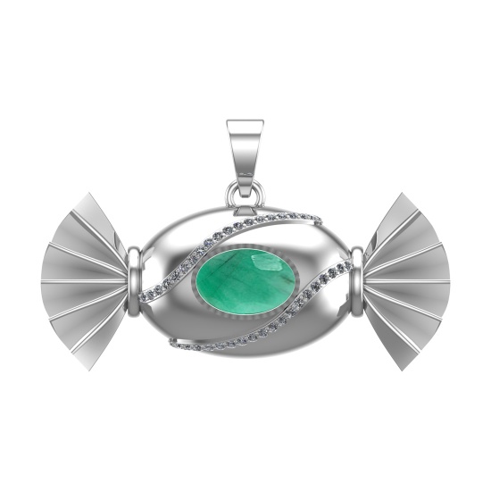 4.94 Ctw VS/SI1 Emerald and Diamond 14k white Gold Pandant (ALL DIAMOND ARE