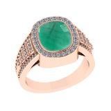 3.28 Ctw VS/SI1 Emerald and Diamond 14k Rose Gold Engagement Ring (ALL DIAM