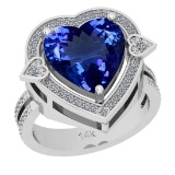 7.39 Ctw VS/SI1 Tanzanite And Diamond 18k White Gold Cocktail Ring