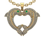 2.50 Ctw VS/SI1 Diamond 14k Yellow Gold Fish Pandant (ALL DIAMOND ARE LAB G