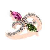 1.45 Ctw VS/SI1 Multi Sapphire and Diamond 14k Rose Gold Engagement Ring (A