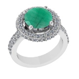 1.07 Ctw VS/SI1 Emerald and Diamond 14k white Gold Engagement Ring (ALL DIA