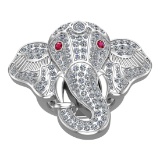 3.09 Ctw VS/SI1 Diamond 14k white Gold Elephant theme Ring (ALL DIAMOND ARE