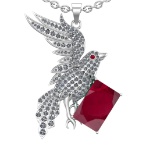 9.27 Ctw VS/SI1 Ruby and Diamond 14K White Gold Pendant (ALL DIAMOND ARE LA