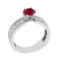 1.36 Ctw VS/SI1 Ruby and Diamond Prong Set 14K White Gold Engagement Ring (