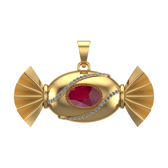 4.94 Ctw VS/SI1 Ruby and Diamond 14k Yellow Gold Pandant (ALL DIAMOND ARE L