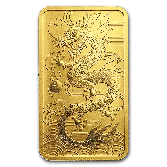 Australia $100 1 Oz. Gold Dragon Bar 2018