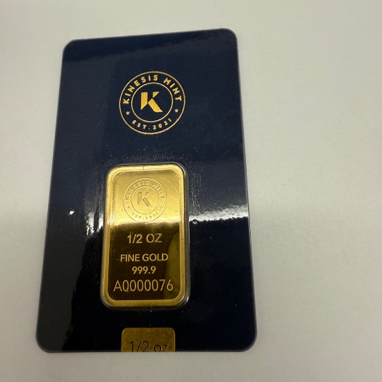 Kinesis Mint 1/2 Ounce Gold Bar Sealed