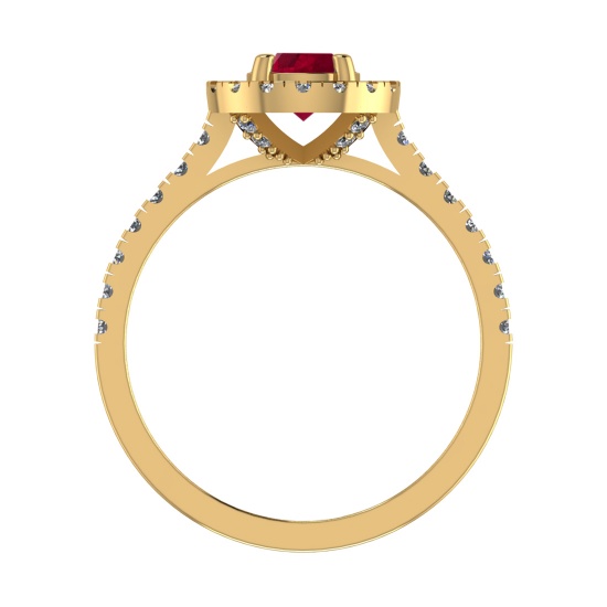 0.92 Ctw VS/SI1 Ruby and Diamond 14k Yellow Gold Engagement Ring (ALL DIAMO