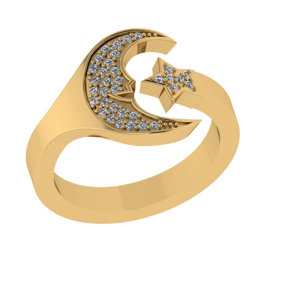 0.17 Ctw VS/SI1 Diamond 14k Yellow Gold Cuslter Engagement Ring