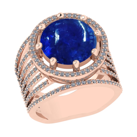 9.43 Ctw SI1/SI2 Tanzanite and Diamond 14k Rose Gold Engagement Ring ( (ALL