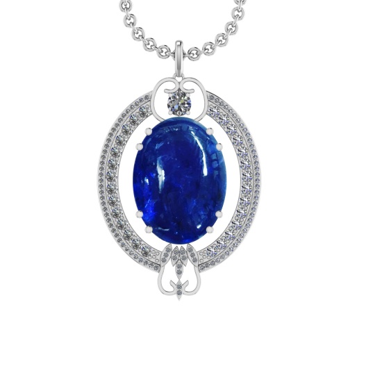 45.78 Ctw VS/SI1 Tanzanite and Diamond 14K White Gold Pendant