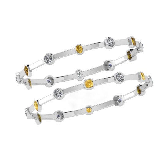 6.96 Ctw VS/SI1 Fancy Natural Yellow Brown and white Diamond 14K White Gold