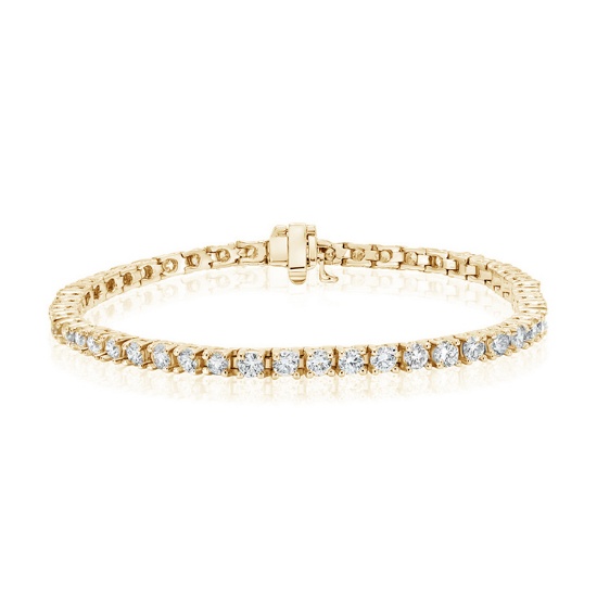 4.82 ctw 14K Yellow Gold 7 inch Basket 4 Prong Tennis Bracelet
