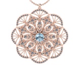 2.47 Ctw VS/SI1 Blue Topaz and Diamond Set 10K Rose Gold Pendant (ALL DIAMO