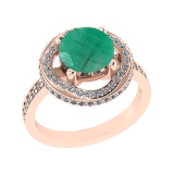 3.12 Ctw VS/SI1 Emerald and Diamond 14k Rose Gold Engagement Ring
