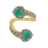 4.24 Ctw VS/SI1 Emerald and Diamond14K Yellow Gold Engagement Ring