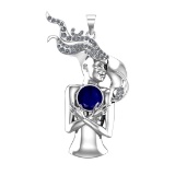 4.79 Ctw VS/SI1 Blue Sapphire and Diamond 14k white Gold Pandant (ALL DIAMO