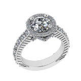 3.62 Ctw VS/SI1 Diamond 14k white Gold Hiden Halo Engagement Ring (ALL DIAM