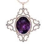 51.34 Ctw VS/SI1 Amethyst and Diamond 14K Rose Gold Pendant (ALL DIAMOND AR