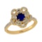 0.92 Ctw VS/SI1 Blue sapphire and Diamond Prong Set 14K Yellow Gold Engagem
