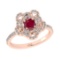 0.92 Ctw VS/SI1 Ruby and Diamond Prong Set 14K Rose Gold Engagement Ring