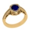 1.02 Ctw VS/SI1 Blue Sapphire and Diamond 14k Yellow Gold Engagement Ring