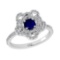 0.92 Ctw VS/SI1 Blue sapphire and Diamond Prong Set 14K White Gold Engageme