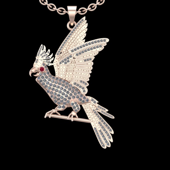 1.72 Ctw VS/SI1 Ruby and Diamond Prong Set 18K Rose Gold Birds Necklace (AL