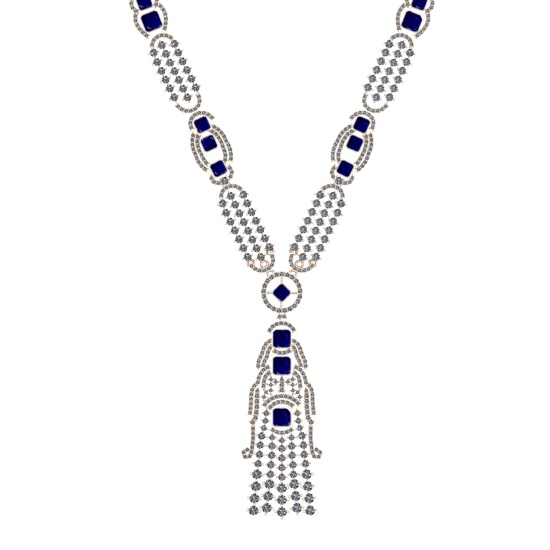10.25 Ctw VS/SI1 Blue Sapphire and Diamond 14k Rose Gold Necklace ALL DIAMO