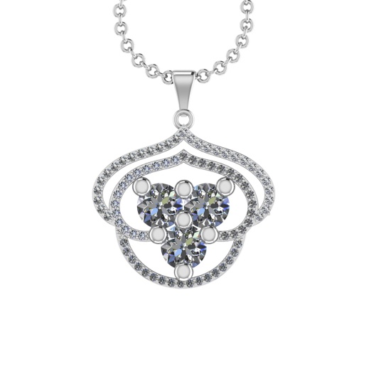 1.11 Ctw VS/SI1 Diamond 14K White Gold Necklace (ALL DIAMOND ARE LAB GROWN