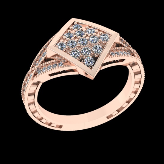 0.56 Ctw VS/SI1 Diamond Prong Set 18K Rose Gold Cluster Engagement Ring